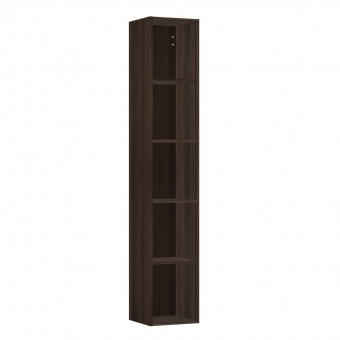 Aukšta spintelė Laufen SPACE 300x294x1700 mm, atvira, 4 lentynėlės, spalva - tamsi guoba, su tamsiai rudo aliuminio rankenėlėmis 